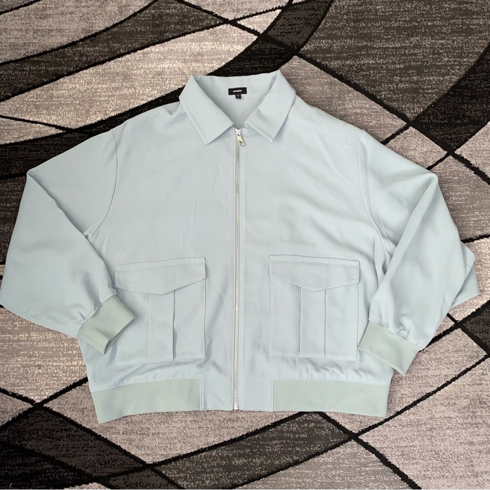 Express Women's Pale Gray Bomber Jacket